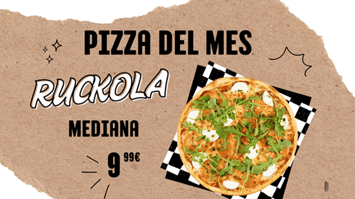 Disfruta de la pizza Mediana Ruckola hasta el 31 de Agosto