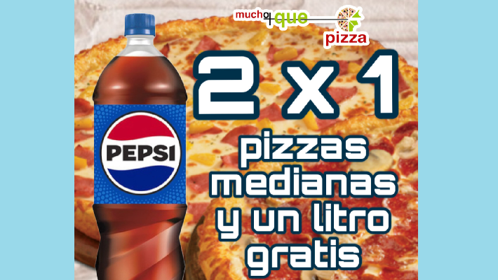DOS PIZZAS MEDIANAS ESPECIALIDAD Y UN LITRO GRATIS.  24,45 €
