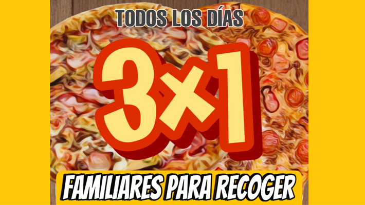 TRES PIZZAS FAMILIARES ESPECIALIDAD.  34,85 €