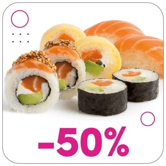 Compra un Roll, y la 2ª unidad de Makis, Rolls Clásicos y Creaciones te sale a mitad de precio.