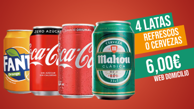 4 Latas a elegir entre refresco o cerveza