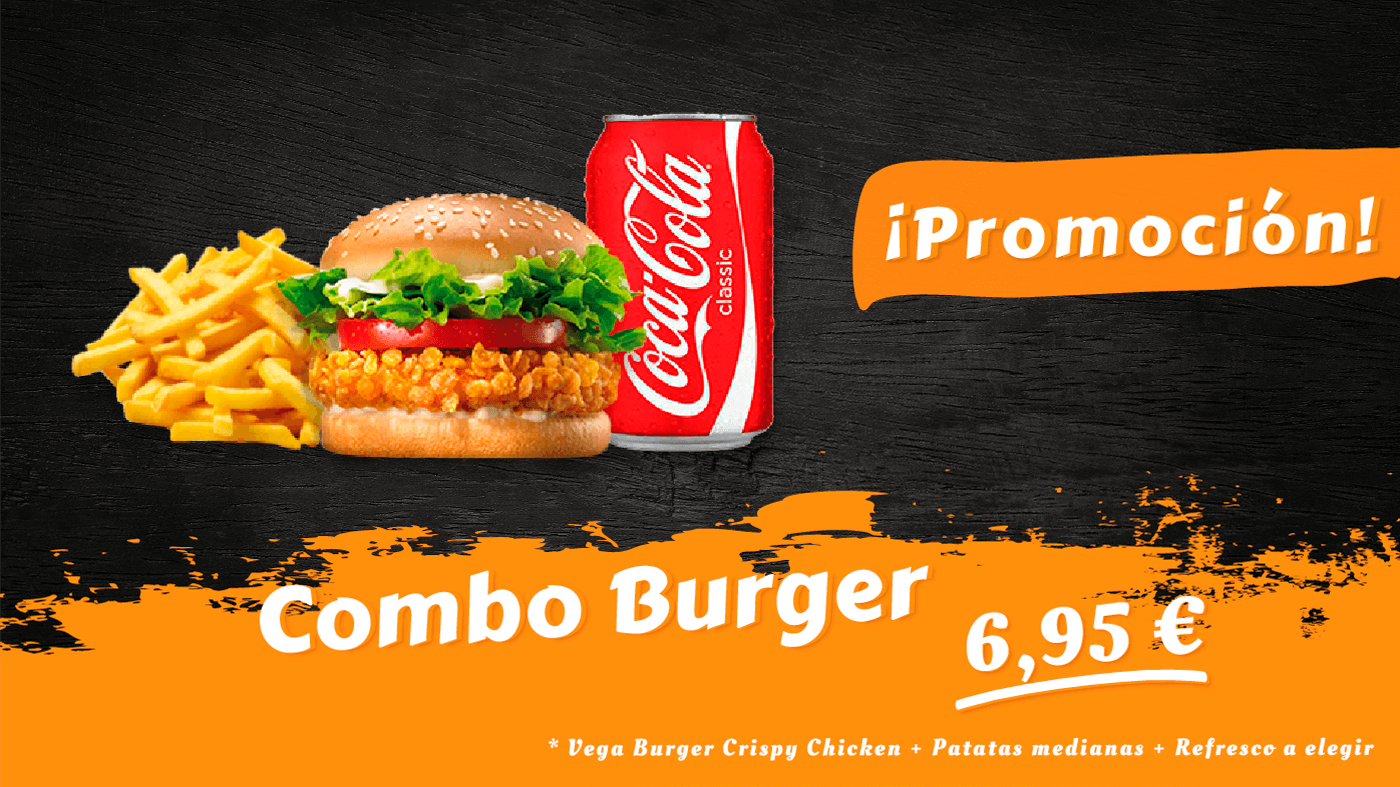 Burger Crispy Chicken + Patatas medianas + Refresco a elegir.