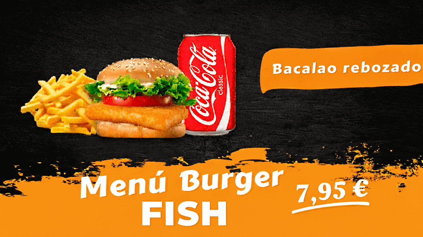 Burger Fish + Patatas medianas + Refresco a elegir.