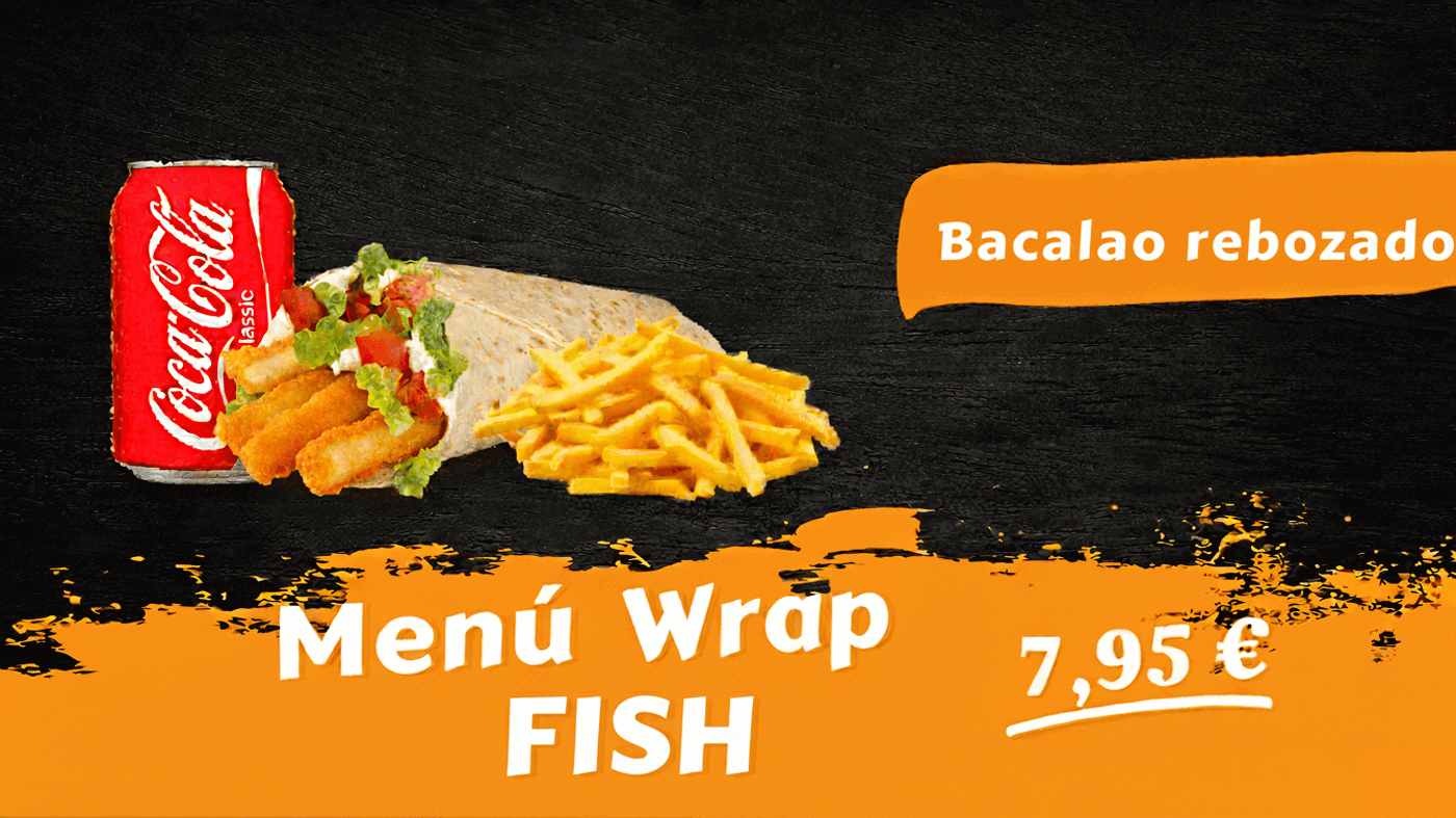 Wrap Fish + Patatas medianas + Refresco a elegir.