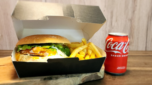 Choose your burger with fries and a drink