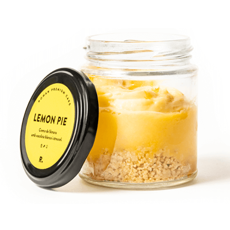 Crema de limón con chocolate blanco y streusel.