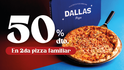 Segunda pizza familiar al 50% Segunda familiar al 50% a recoger