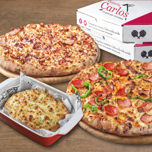 2 Pizzas Medianas + Pan de Ajo